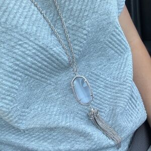 Kendra Scott Elegant Silver Pendant Necklace w/ matching earrings.